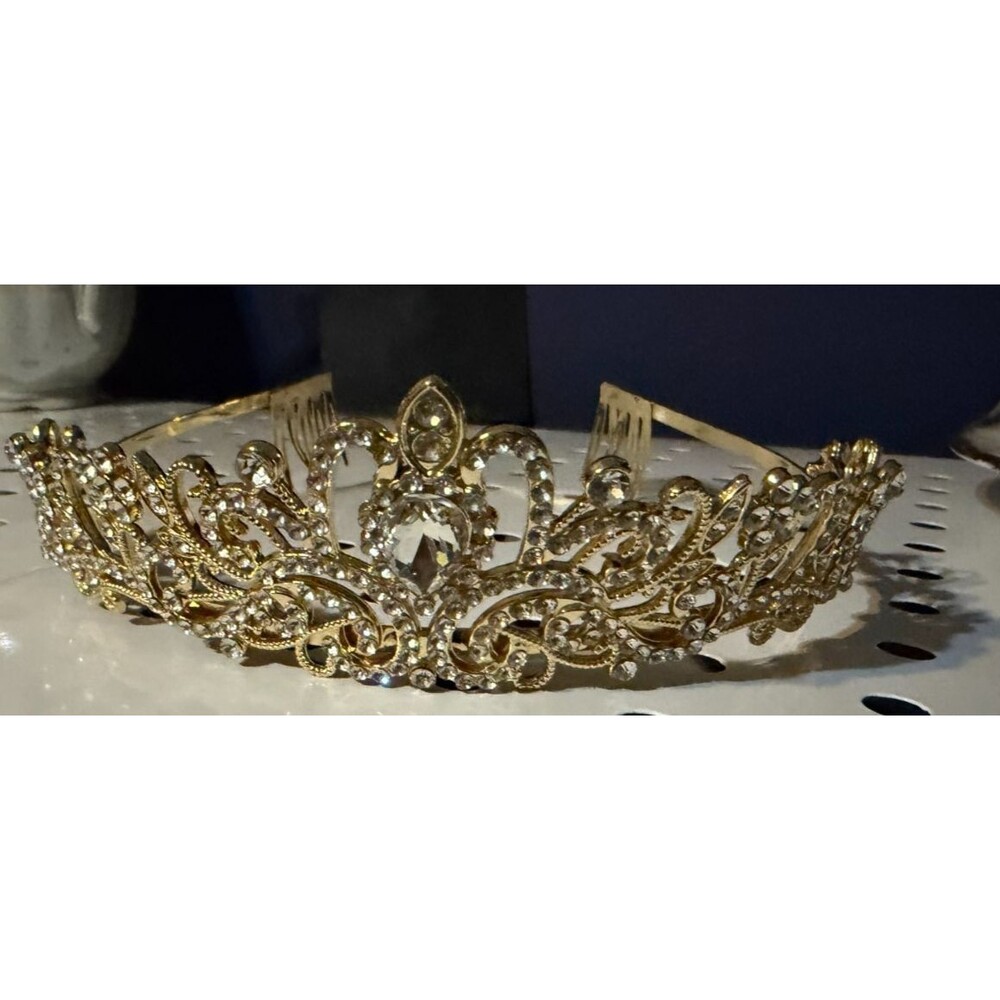 Queen Crown Tiaras Birthday Women Rhinestone Princess Crown Bridal Gold